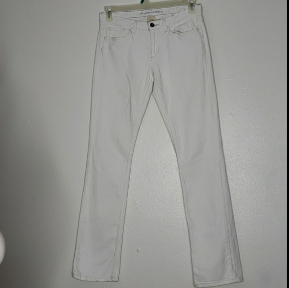 Banana Republic Slim Straight Mid Rise Jeans White 28 Long - Picture 13 of 14